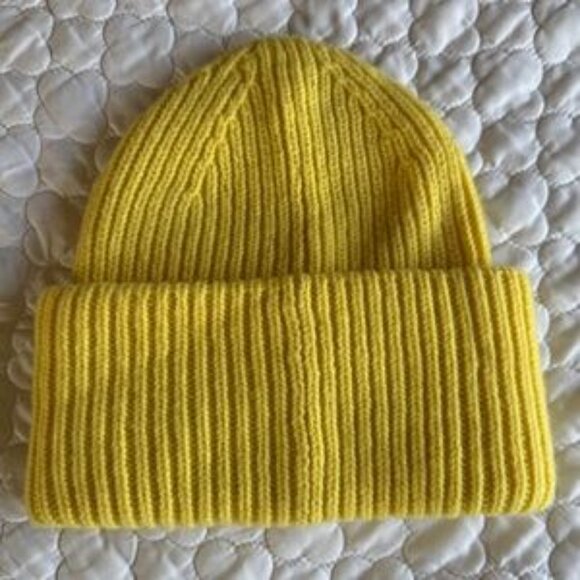 Acne Yellow Ribbed Knit Beanie - Picture 2 of 4